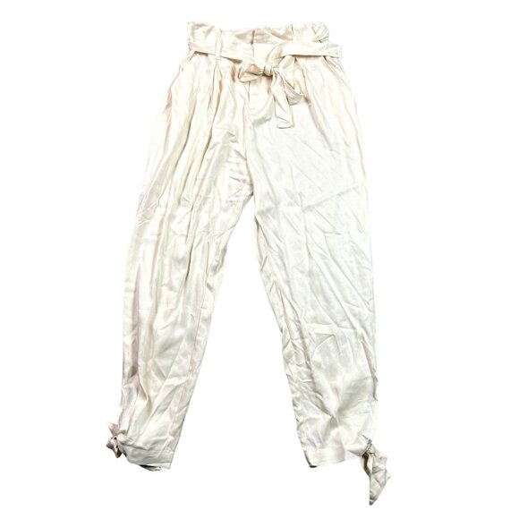 Forever 21 Pants - 🟣🟣 Forever 21 Size Large White Paper Bag Tie Ankle Tapered Tencel Pants